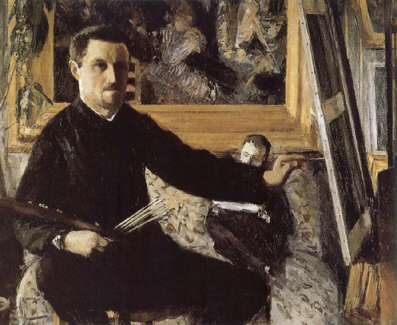 Gustave Caillebotte The self-portrait in front of easel oil painting picture